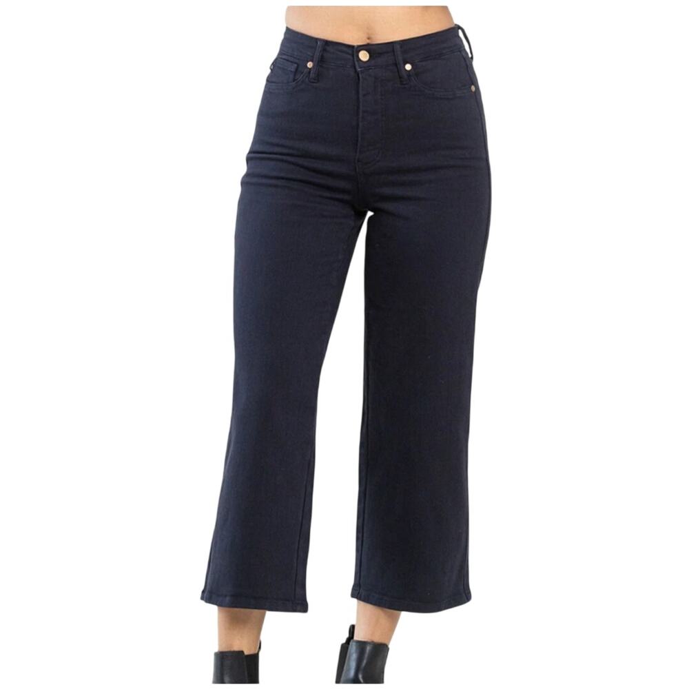 Judy Blue Womens Black High Rise Waist Raw Hem Crop Jeans Size 9/29